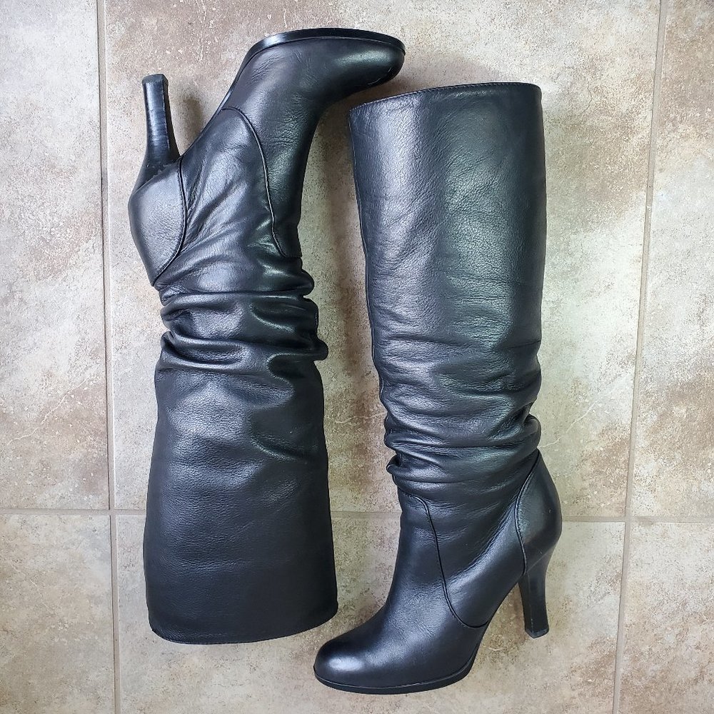 Sofft Black Leather Boots Slouch Size 8